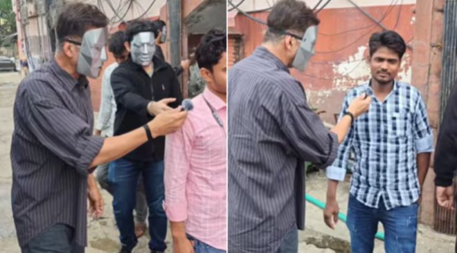 ’پکڑا جانے والا تھا لیکن بھاگ گیا،‘ اکشے کمار ’کلر‘ ماسک پہنے فینز میں پہنچ گئے